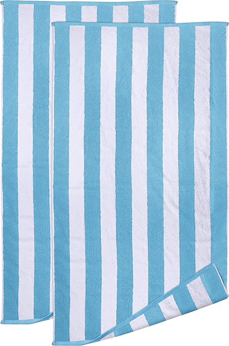 Utopia Towels Cabana Stripe Beach Towel (35 X 70 Inches) 100% Cotton Jumbo Bath Sheet, Large Pool Towels, Soft and Quick Dry Swim Towels (Pack of 2) Sea Glass Green