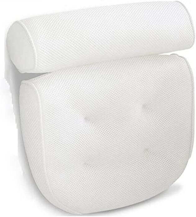 ZQXJBM Bath Pillow Waterproof Bathtub Pillows with 6 Non Slip Suction Cups 3D Air Mesh Soft Support The Head Neck Back and Shoulders, Fits Any Tub