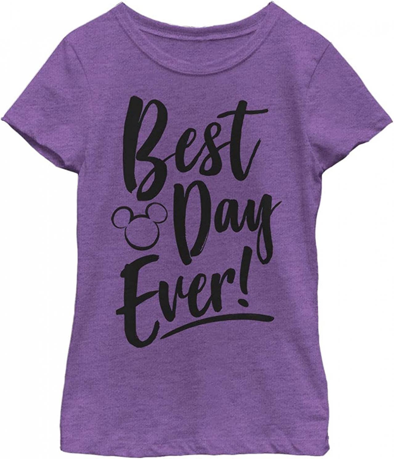 Disney Characters Best Day Girl's Heather Crew Tee