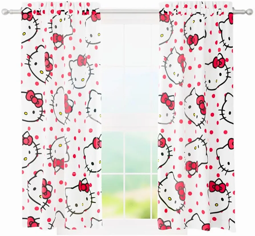 Franco Hello Kitty Kids Room Window Curtains Drapes Set, 82 in x 63 in, (Official Licensed Product)