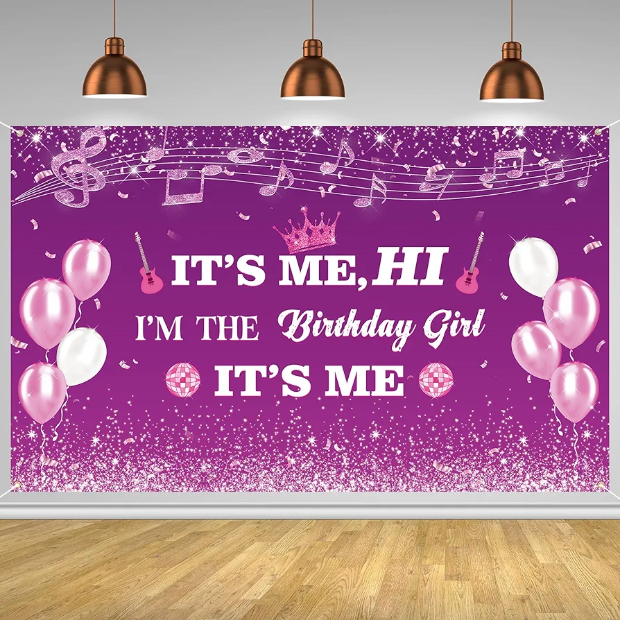 Purple Music Birthday Party Decoration Banner, Music Superstar Poster Birthday Backdrop, Singer Banner Singer Fan Birthday Party Decoration,Dorm Bedroom Living Room Birthday Party Provision