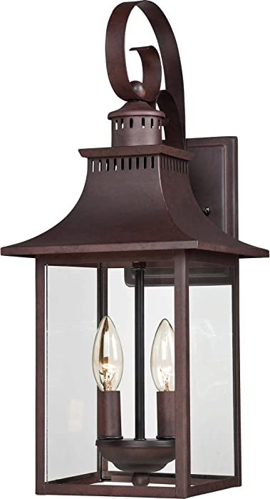 Quoizel CCR8408CU Chancellor Outdoor Lantern Wall Sconce, 2-Light, 120 Watts, Copper Bronze (19" H x 8" W)