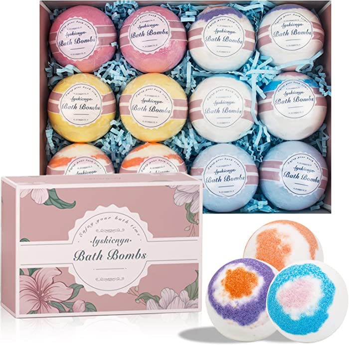 Luxury Bath Bombs for Women- Organic Bath Bombs of Essential Oils- Bath Fizzes w/ Moisturizing Shea Butter and Bath Salts for Relaxation, Best Gift for Mother's Day Valentine's Day