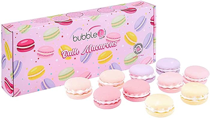 Bubble t Bath Fizzers Gift Pack – Macaron Bath Bombs with Fruit Extracts to Help Unwind During Bath Time (Pack of 10)