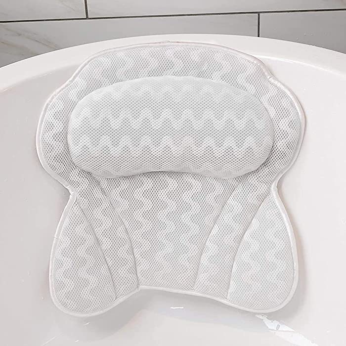 OKMN Bath Pillow Bathtub Pillow Back Neck Support Pillow, Relaxing Spa Cushion for Tub,Portable Bathtub Accessories with Air Mesh Thick Soft Bath Pillow