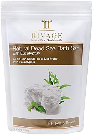 Rivage Natural Dead SEA Minerals Bath Salt with Eucalyptus 250g Natural Minerals Relieve & Refresh Vegan Friendly, NO Animal Testing, NO Harsh Chemicals