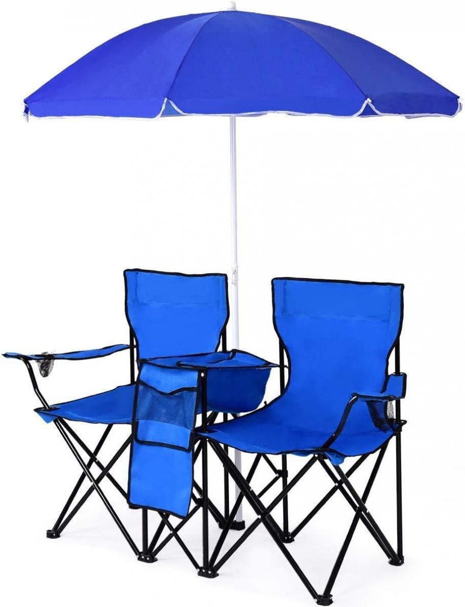 ReunionG Double Portable Camping Chairs, Blue