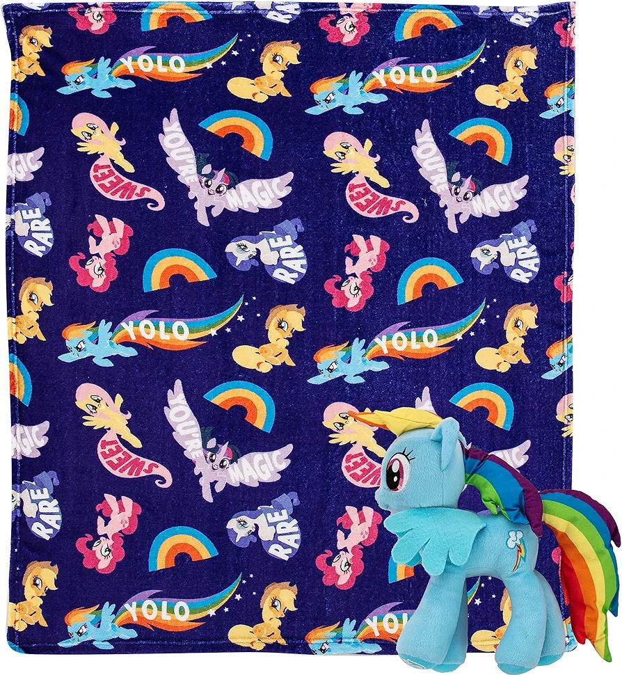 Northwest Character Hugger Pillow & Silk Touch Throw Blanket Set, 40" x 50", My Little Pony - Cute Rainbow Dash