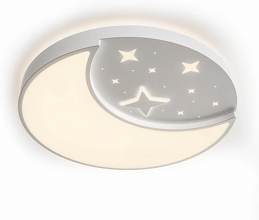 15.75 Inch Flush Mount Ceiling Light for Kids, 30W Large Modern LED Ceiling Lights, 3000K/4500K/6500K Selectable, Moon and Star Ceiling Light Fixture for Bedroom Children's Room Nursery Playroom