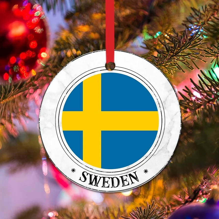 Sweden National Flag Ceramic Ornaments for Xmas Decorations National Symboy Xmas Tree Ornaments Sweden Xmas Tree Decorations New Year Gift to Traveler