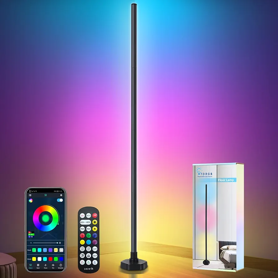 Corner Floor Lamp RGBW - Smart Corner Lamp with APP, Remote Control(IF), Music Sync, Timer and 16 Million DIY Colors, LED Corner Light for Gaming Rooms Bedrooms, (Not Compatible with Alexa)