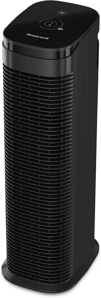 Honeywell AllergenPlus Series Compact HEPA Air Purifier Tower, Allergen Reducer for Large Rooms (200 sq ft), Black - Wildfire/Smoke, Pollen, Pollen, Pet Dander & Dust Air Purifier, HPA175