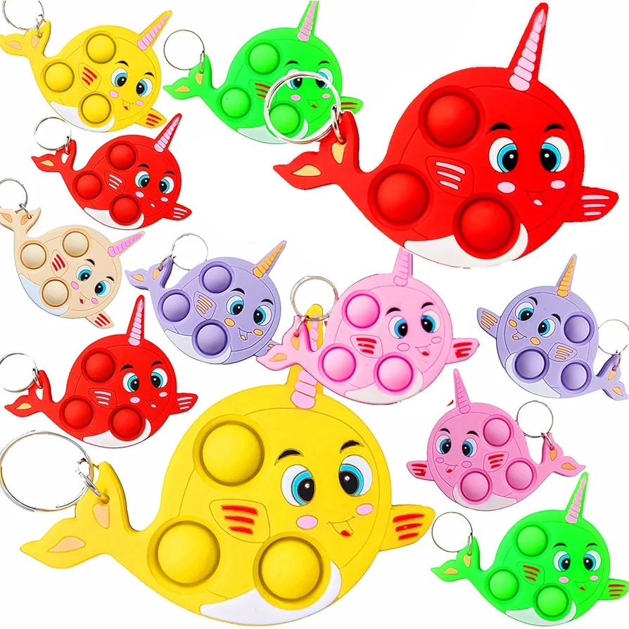 24 Packs Bulk Mini Narwhals Fidgets Toys for Kids Children Classroom Students Gift Prize from Teacher,Ocean Whale Animal Birthday Party Favors