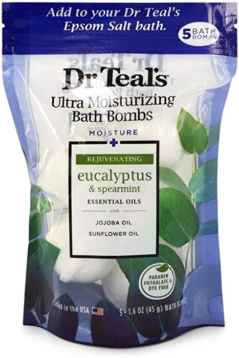 Dr. Teal's Eucalyptus Moisture Bomb Bath Soaks 1.6oz x 4(total 6.4oz), pack of 1