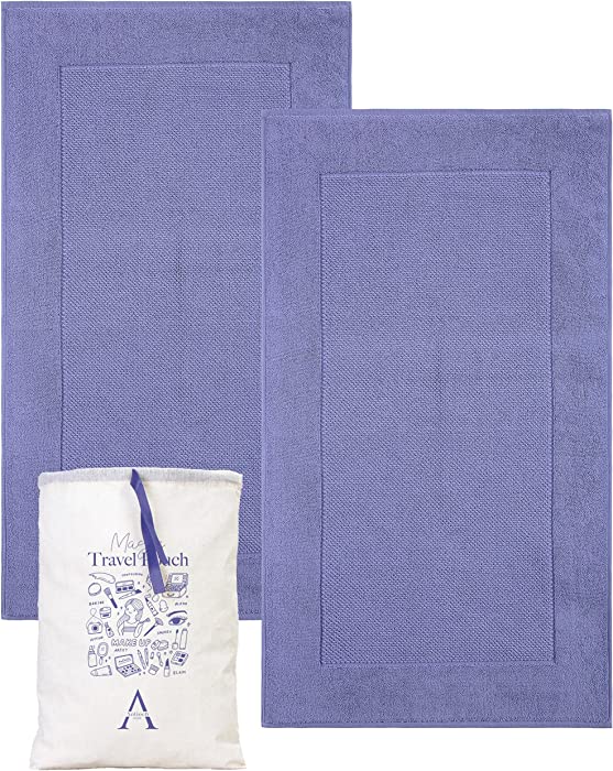 Antioch Home Turkish Cotton Bath Mats for Bathroom Floor, Washable Bath Mat Towel, [ Soft & Absorbent & Quick Dry & 900 GSM Bathroom Floor Towel ] - [ 2 Pack - 20x34 inches ] - Lavender