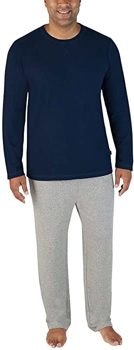 Eddie Bauer Men's Pajama Set, Comfortable Raglan Shirt and Pants Sleepwear Set (Medium, Blue-Grey)