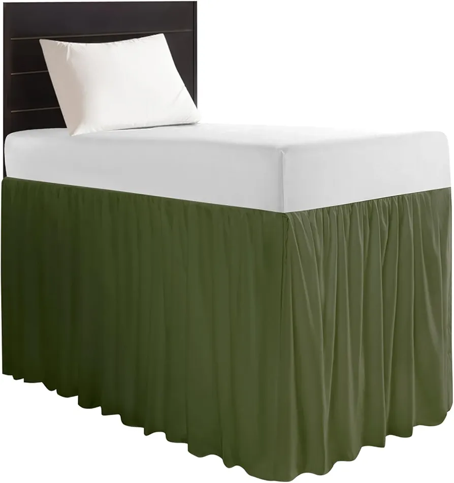 Dorm Room Bed Skirt Twin XL - College Dorm Bed Skirt - Extra Long Dorm Room Bed Skirt 36 Inch Tailored Drop- 100% Microfiber Dorm Room Bedskirts- College Dorm Bed Skirt- Green, Twin-XL /36 Drop