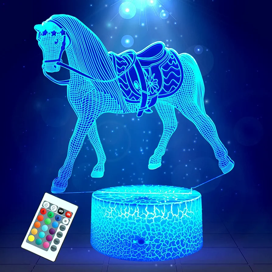 Horse Gifts Night Lights for Kids with Remote & Smart Touch Horse Lamp for Kids Room Decor 16 Colors Changing Dimmable Horse Toys 1 2 3 4 5 6 7 8 Year Old Boy Girl Gifts(Horse)