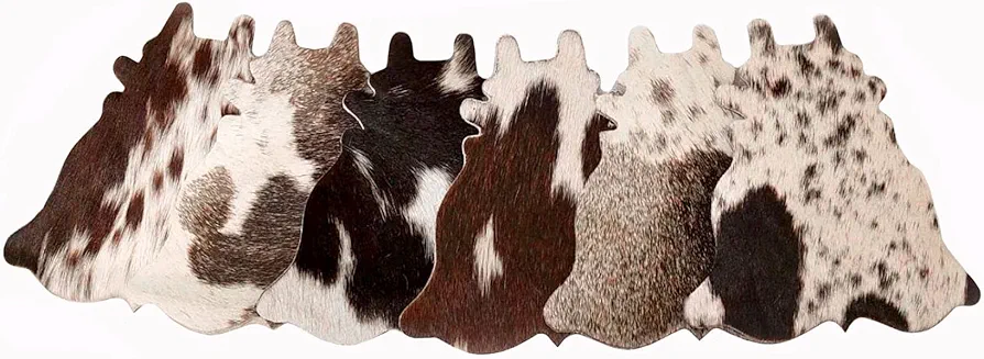 Cowhide Coaster Set of 6 pcs Natural Cowhide Drink Coasters Hair On Cow Shape Coasters Leather Tea Cup Coasters Home Décor & Home Living Ideas by NGF, 4.5 x 4.5 x 0.5 inches