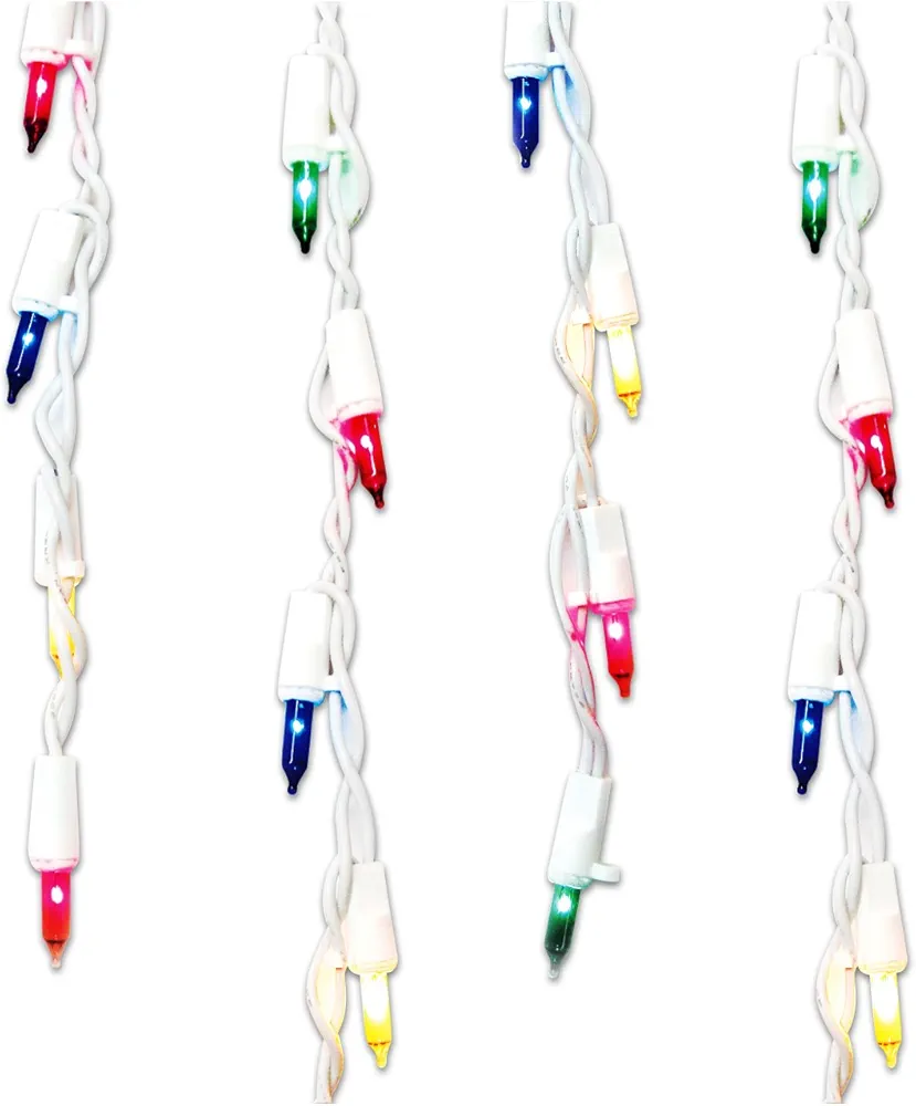 Brite Star 100-Count Stay-Straight Multicolor Window Icicle Lights Set - White Wire Mini Lights