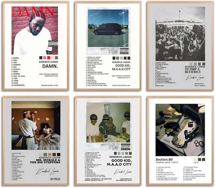 Kendrick Limited Poster Music Album Cover Posters Print Room Aesthetic Canvas Wall Art for Girl and Boy Teens Dorm Decor Set of 6 (Unframe 8x10 inch)