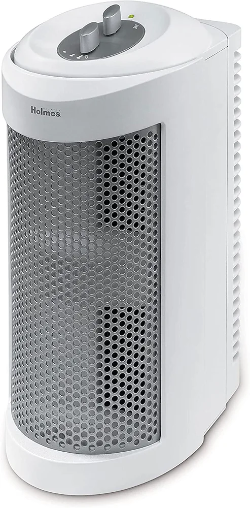 Holmes True HEPA Allergen Remover Mini Tower Air Purifier with Optional Ionizer | Small Space Air Purifier, White (HAP706-NU-1)