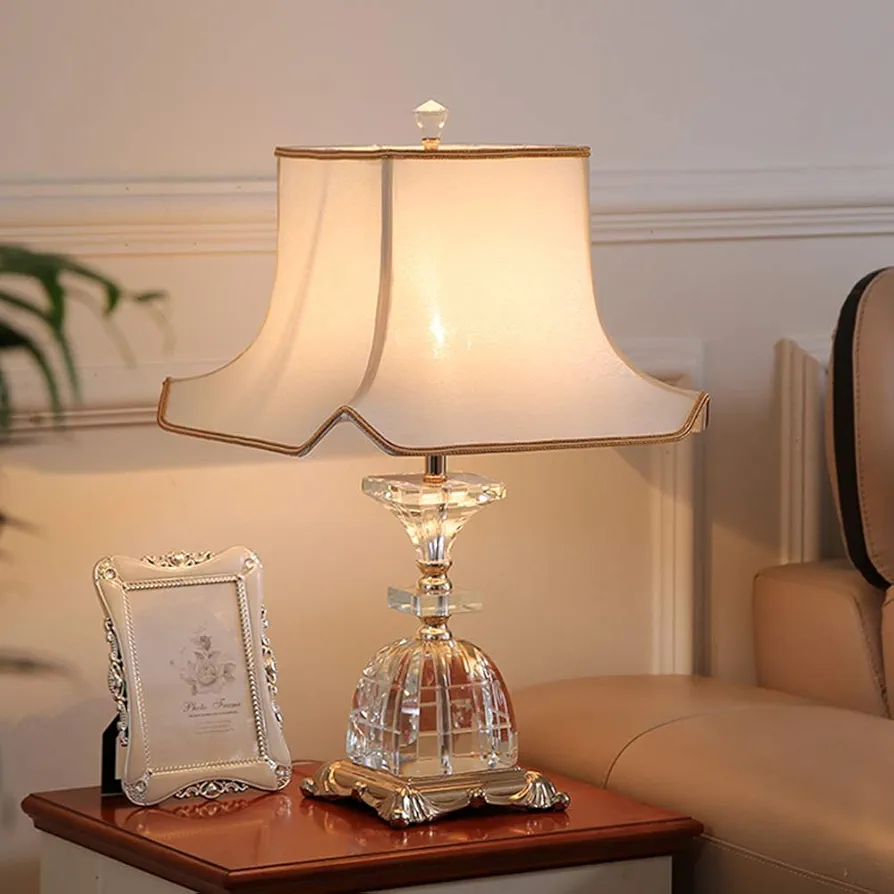 Table Lamp Simple Modern European Luxury Crystal Desk Lamp Sofa Atmosphere Living Room Home Villa Bedroom Bedside Lamp Simple Ceramic Table lamp