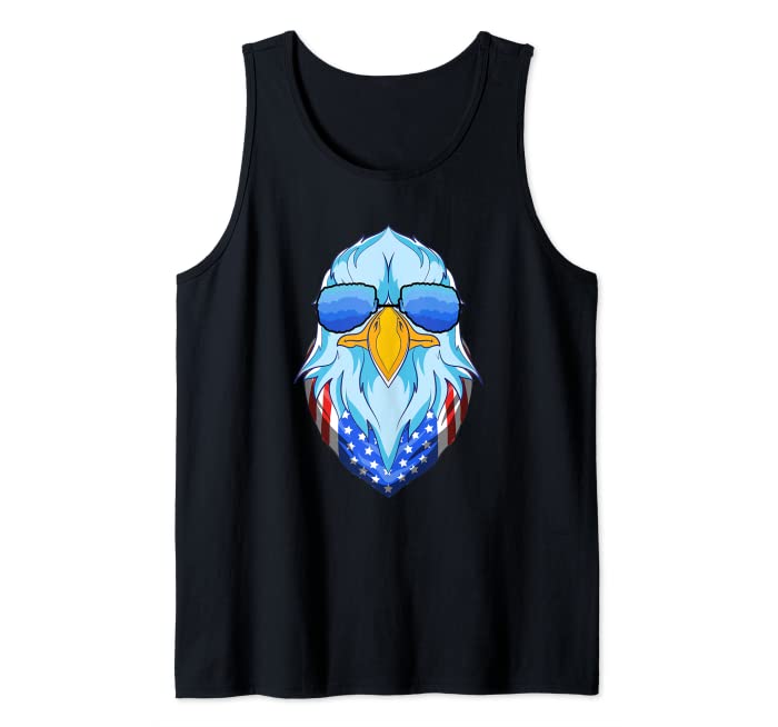 Cool American Bald Eagle Sunglasses Patriotic America Eagle Tank Top