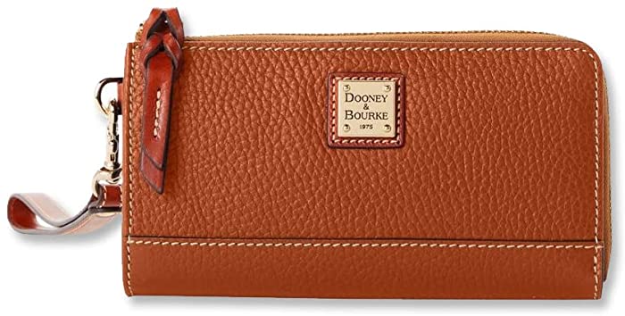 Dooney & Bourke Women's ZR0177 Pebble Grain Leather Folded Zip Wristlet Wallet (Caramel Brown)