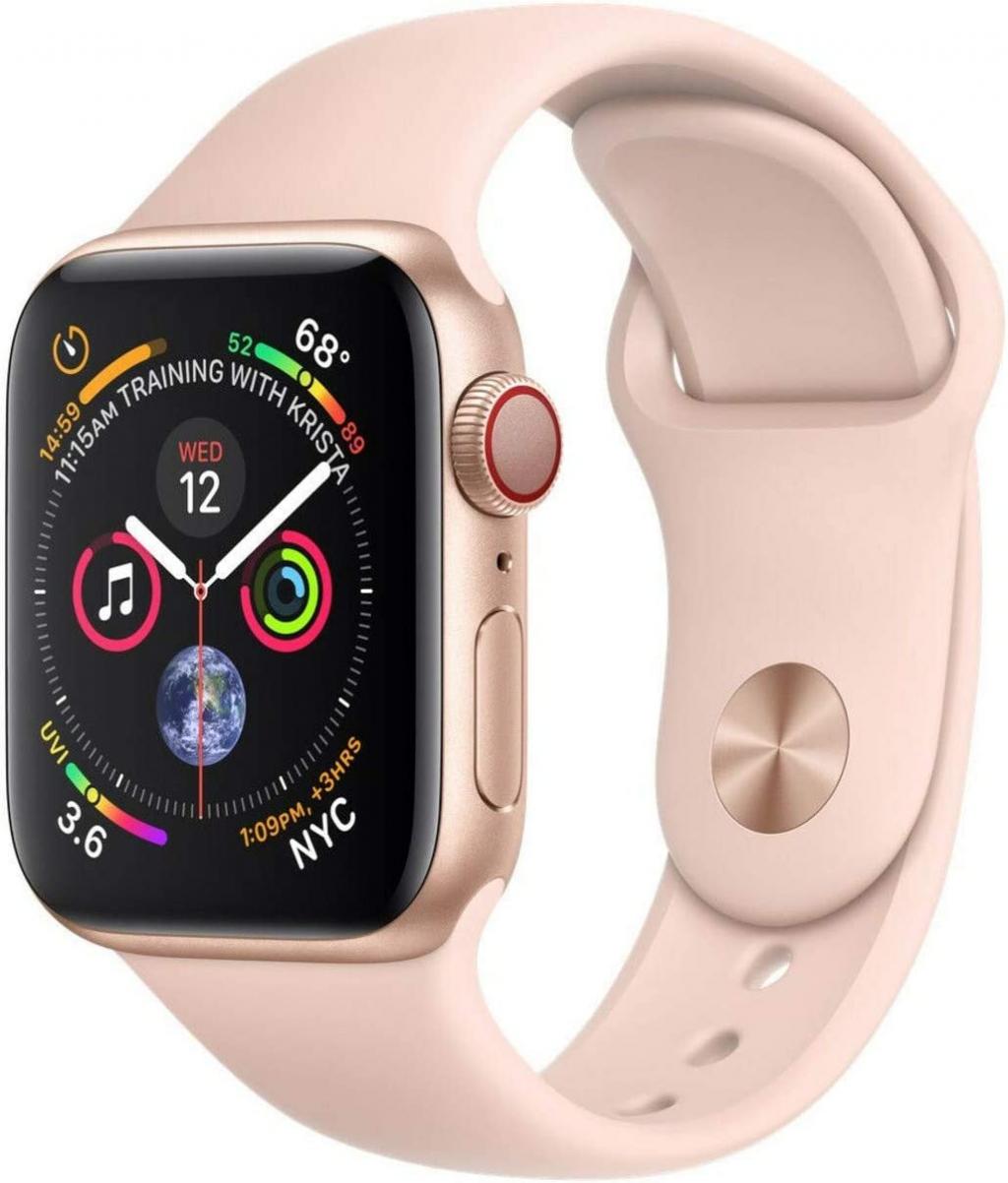 Apple Watch Series 4 (GPS + Cellular, 40MM) - Gold Aluminum Case with Pink Sand Sport Band (Renewed)