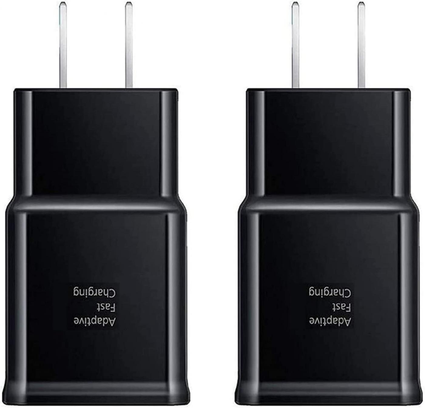 Samsung Adaptive Fast Charging Wall Charger Adapter Compatible with Samsung Galaxy S6 S7 S8 S9 S10 / Edge/Plus/Active, Note 5,Note 8, Note 9 and More (2 Pack) ChiChiFit Quick Charge (Black)