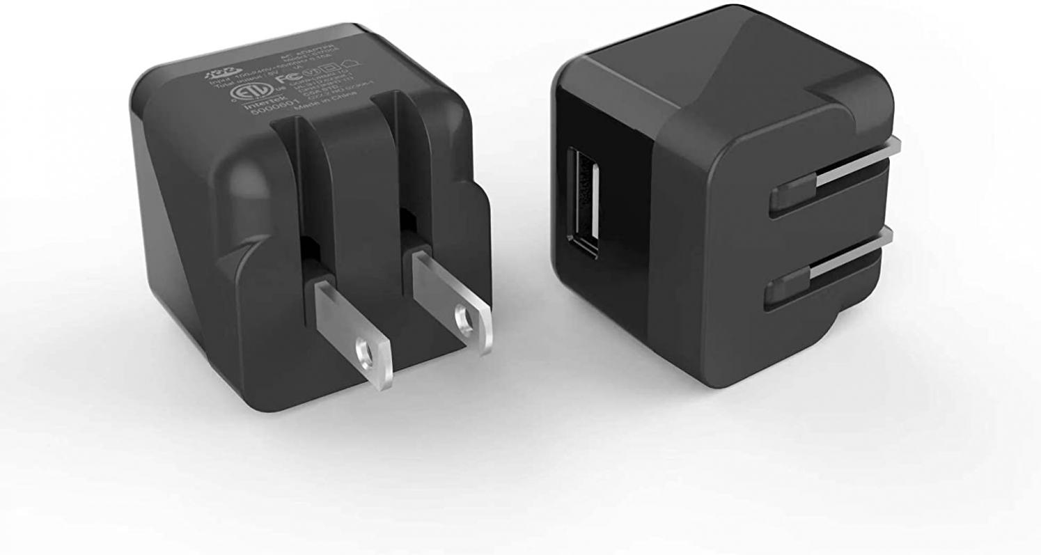 JDB USB Foldable Wall Charger 5V/1A 1 Port Portable Universal USB Charging Block Compatible for iPhone,iPad,Samsung and More 2 Pack