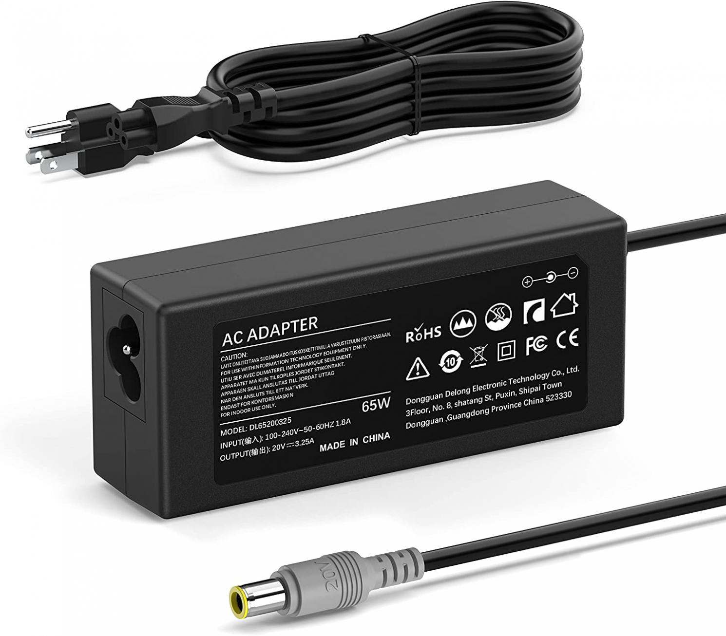 65W 3.25A AC Adapter Laptop Charger for Lenovo Thinkpad T400 T410 T420 T420s T500 T520 T530 E545 T61 X140e X230; X220 X230t X300 X60 S230u T400 T410 T420 T420s T500 SL5 Power Supply Cord