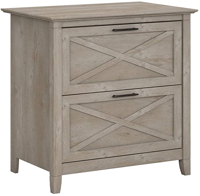 Bush Furniture Key West 2 Drawer Lateral File Cabinet in Washed Gray