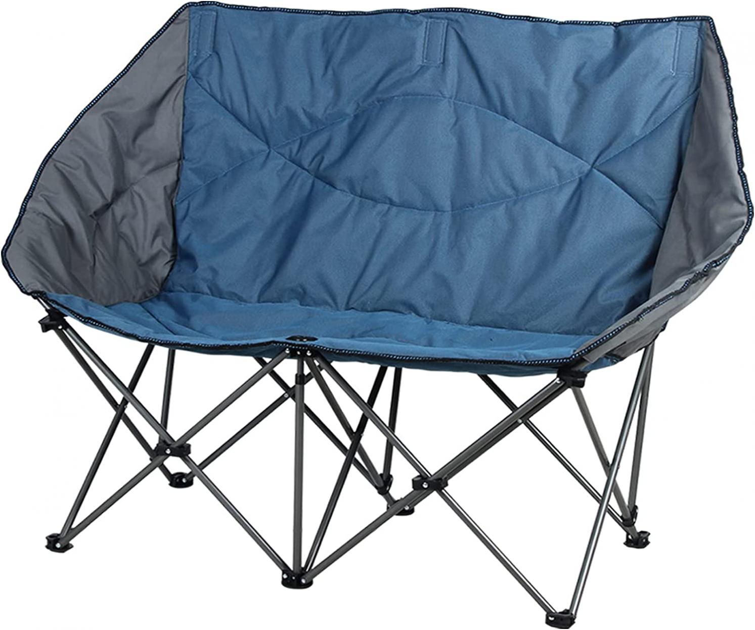 ALPHA CAMP Camping Chair Double Folding Chair Oversized Loveseat Chair Heavy Duty Support 450 LBS Oversized Steel Frame for Outdoor