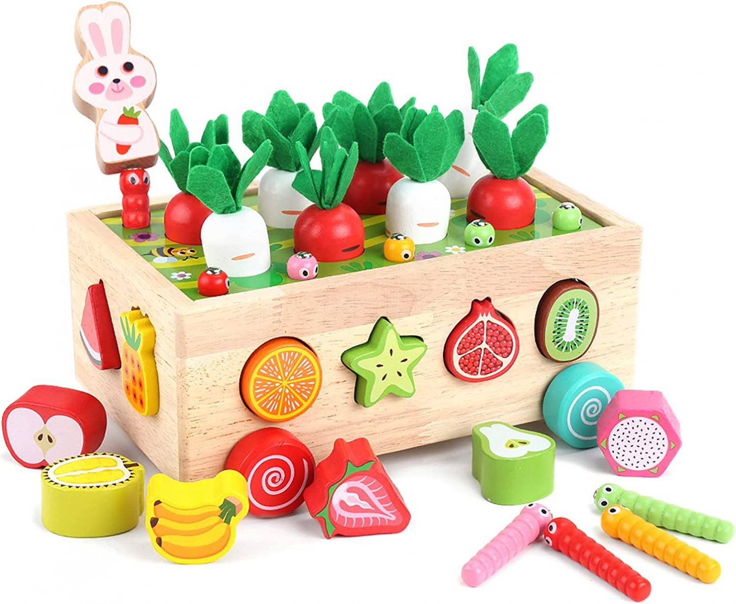 Toddlers Montessori Wooden Educational Toys for Baby Boys Girls Age 2 3 4 Year Old, Shape Sorting Toys Gifts for Kids 2-4, Wood Preschool Learning Fine Motor Skills Game