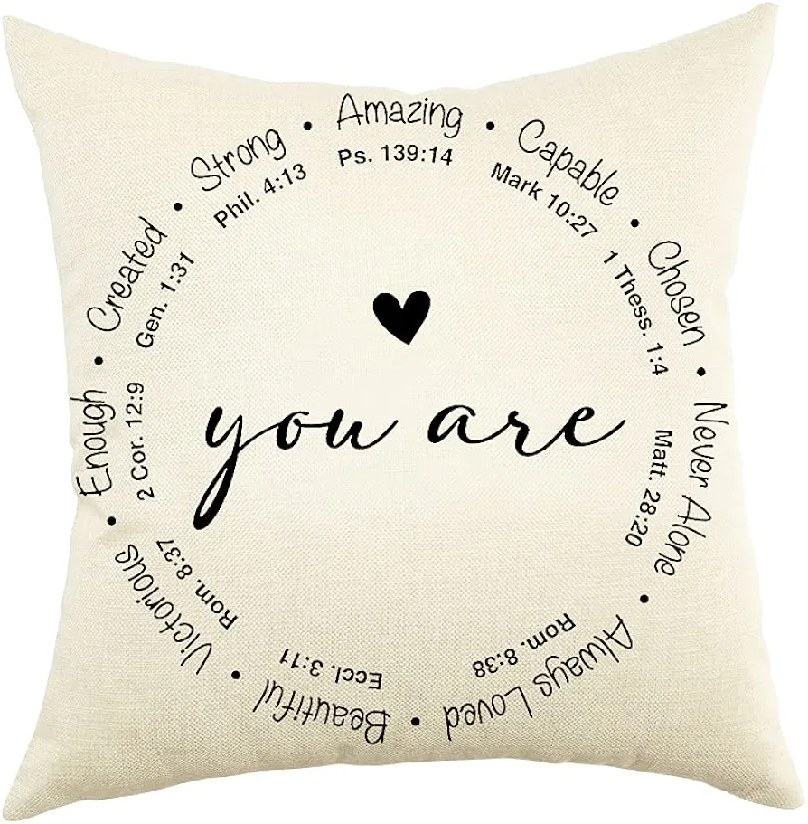 Ogiselestyle Farmhouse Pillow Covers with You are Amazing Quote 18 x 18 Inch Farmhouse Rustic Cushion Covers with Saying Family Room Décor