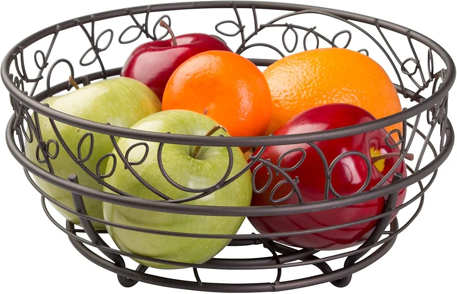 iDesign Twigz Wire Fruit Bowl Centerpiece for Kitchen and Dining Room Countertops, Tables, Buffets, Refrigerators, Bronze