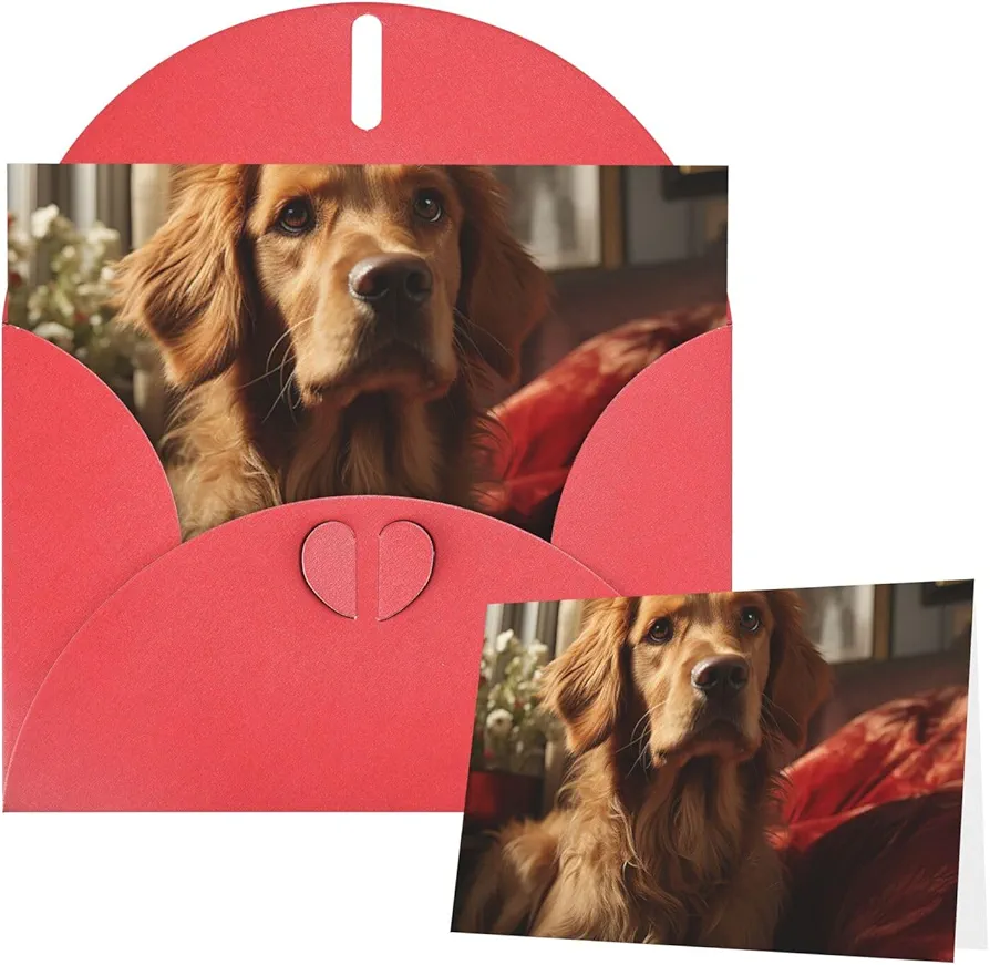 Greeting Cards Thank You Card with Envelopes Blank Note Card Dog in room Greeting Cards Blank Card for Birthday Occasion Cards Notecards for Thank You Congratulations 6" Ã— 4" Red