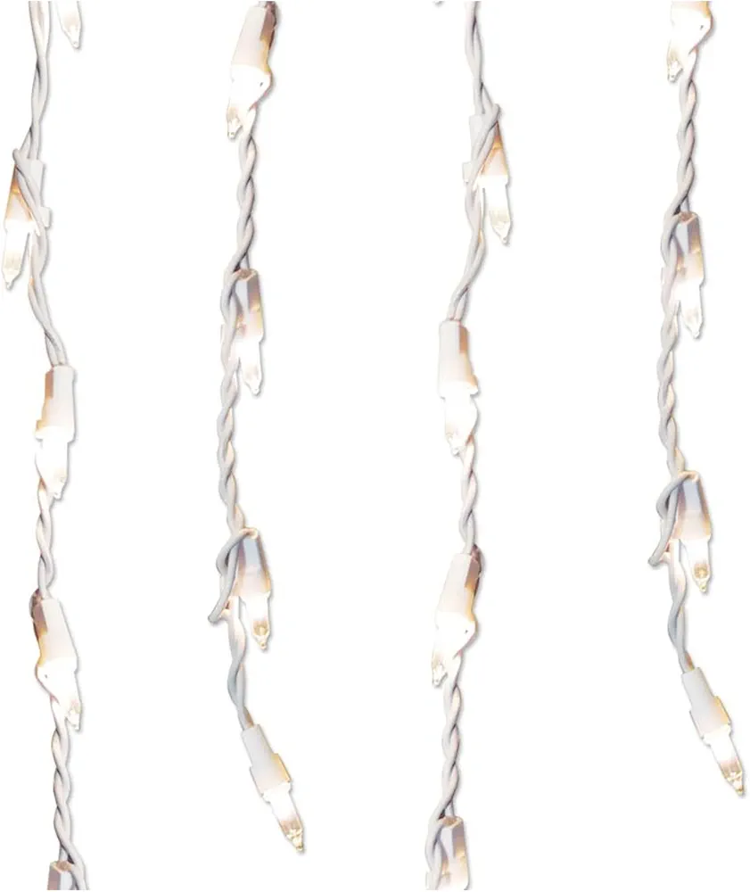 Brite Star 100-Count Stay-Straight Clear Window Icicle Lights Set - White Wire Mini Lights