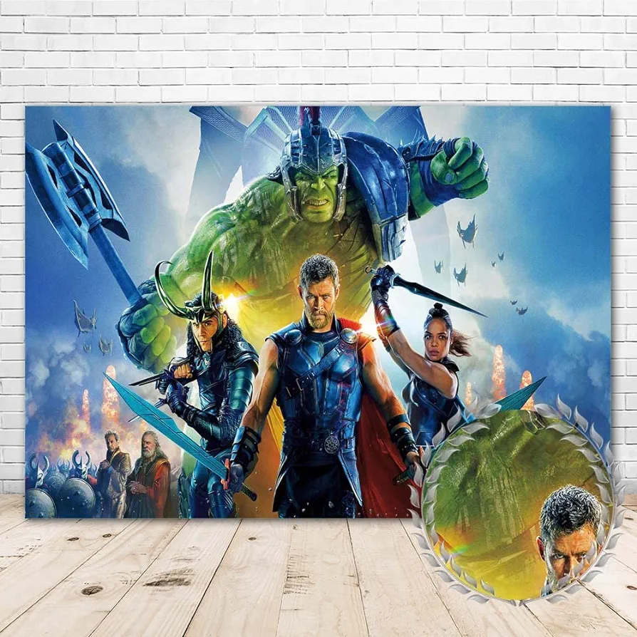 Colorwonder Thor First Birthday Backdrop 7x5ft Superhero Thor Ragnarok Poster Happy Birthday Background for Boys Vinyl Thor Birthday Banner for Kids Room Wall Decorations (B67911)