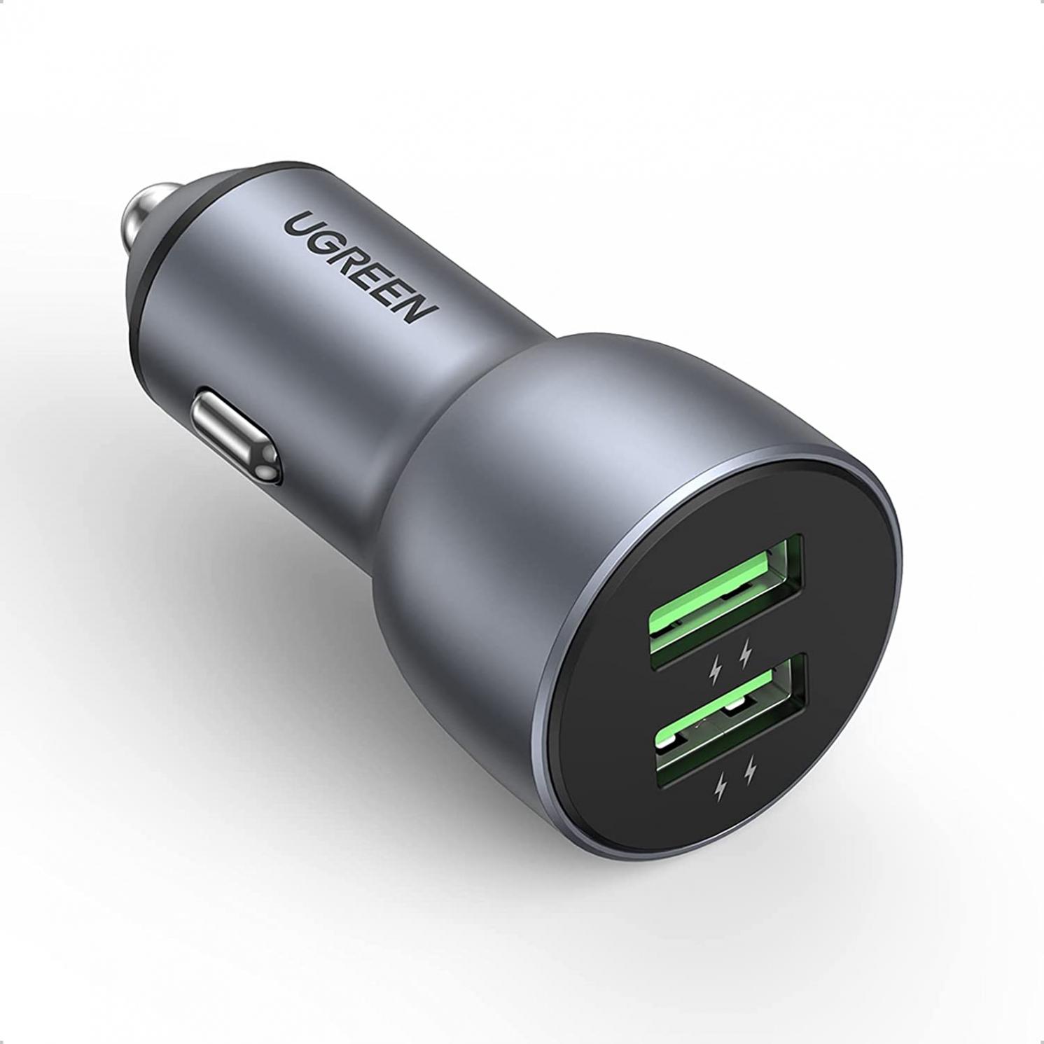 UGREEN USB Car Charger Adapter 36W - Dual USB Car Charger Fast Charging, Cigarette Lighter Adapter Compatible with iPhone 14/13/12/11/SE/XR/X/XS, Galaxy S22/S21/S20/S10/Note 20, Pixel 5/4/3