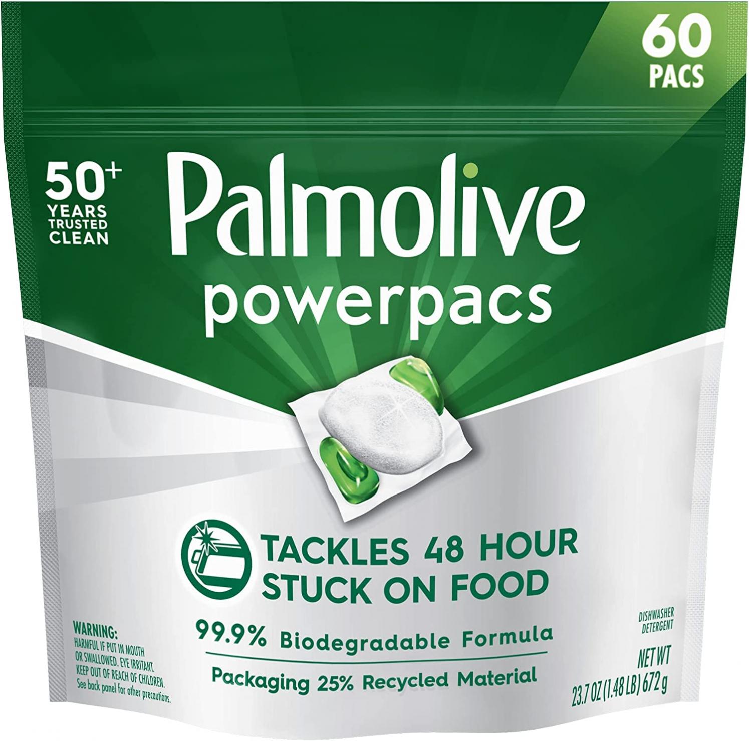 Palmolive PowerPacs Dishwasher Pods, 99.9% Biodegradable Formula in Dishwasher Tabs With No Added Fragrance, 36 Count