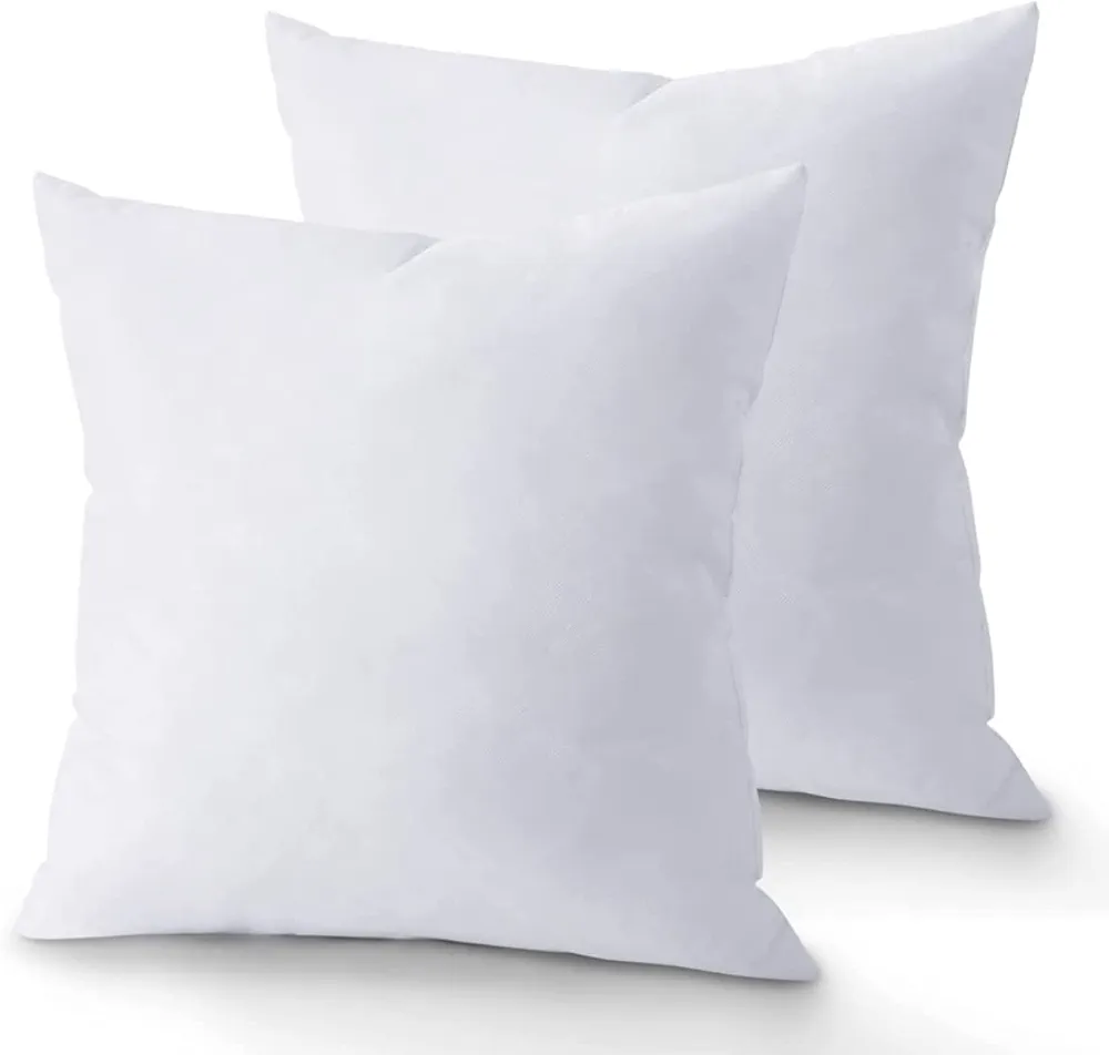 QUBA LINEN 18 x 18 Throw Pillow Insert - Pack of 2 White, Down Alternative Pillow Inserts for Decorative Pillow Covers, Throw Pillows for Bed, Couch Pillows for Living Room (Pack of 2)