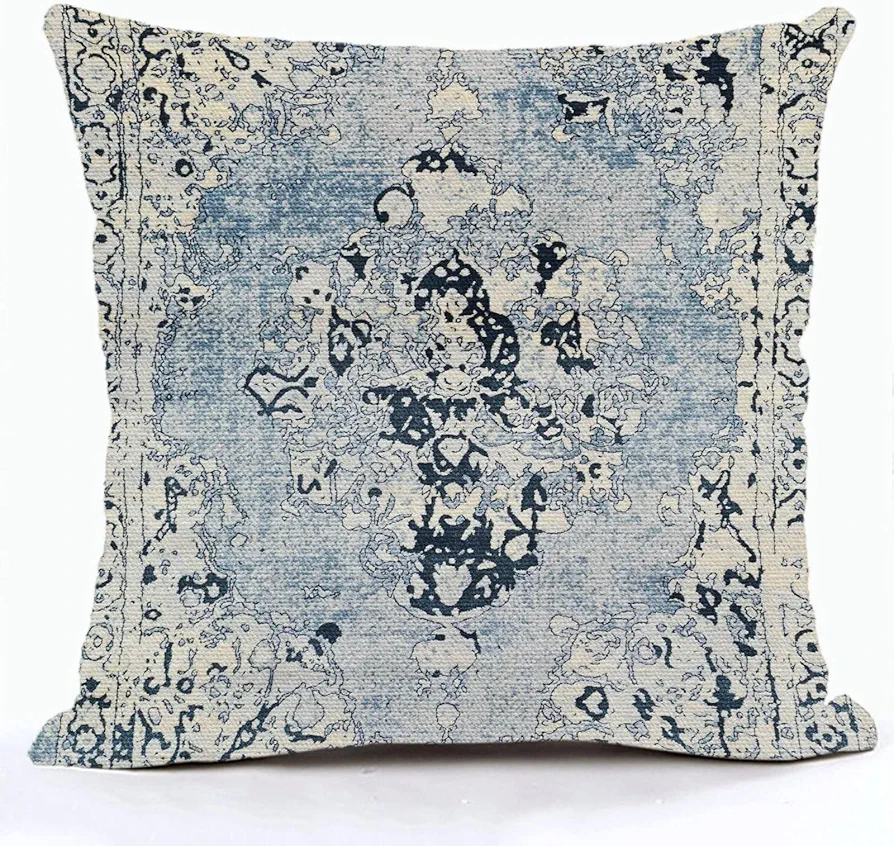 Antique Persian Kirman Rug Print Pillow Case Square Pillowcase Soft Throw Pillow Cover 16"X 16" Home Decor for Living Room Couch Sofa Car Cushion Cover