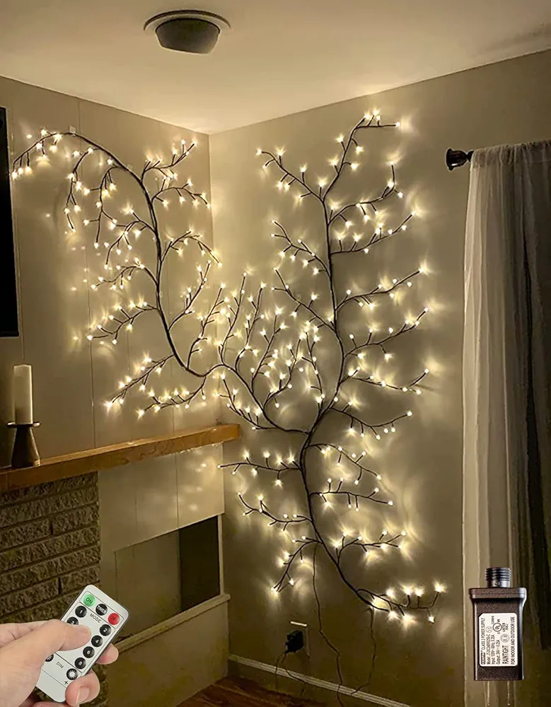 Enchanted Willow Vine Lights with Remote Control On/Off Timer and Memory Function, 8 Modes 3 Level Dimmable Lighted Willow Vine Lights, 8.2ft Branch Lights for Home Decor(1PCS)