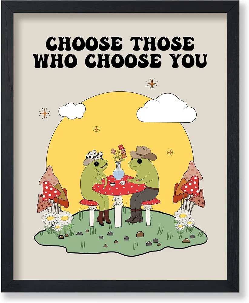 Poster Master Choose Those Who Choose You Poster - Retro Dating Frog Print - Mushroom Art - Valentine's Day Art - Preppy Art - Trendy Art - Romantic Dorm or Living Room Decor - 8x10 UNFRAMED Wall Art