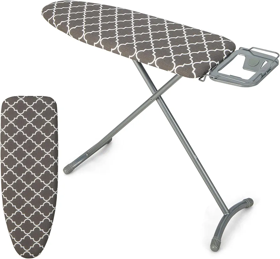 COSTWAY Ironing Board Full Size, Foldable Iron Stand with Extra Ironing Board Cover, 7-position Adjustable Height, Iron Rest & Safety Lock, 44” x 14” Iron Table for Dorm, Home, Laundry Room Use (Gray)