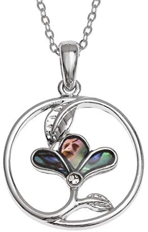 Talbot Fashions Tide Jewellery Inlaid Paua Shell Round 3 Petal Flower Necklace Pendant