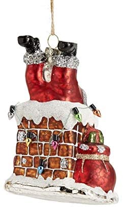 Pottery Barn Mercury Glass Santa in Chimney Christmas Ornament